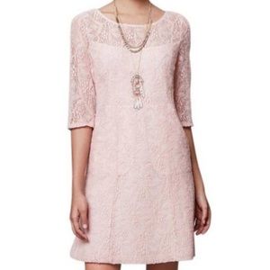 Anthropologie Maeve Lefkara Blush Pink Lace Dress sz Small‎